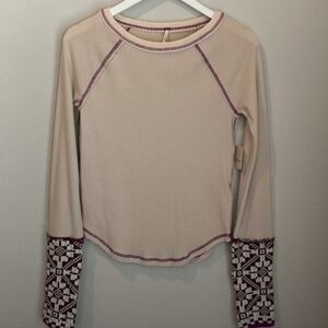 Free People She's Reversible Thermal Top Nordic Snowflake Cuff L